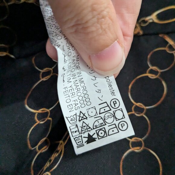 Zara Chain Link Print Pants Black Gold Size 6 - Picture 6 of 8